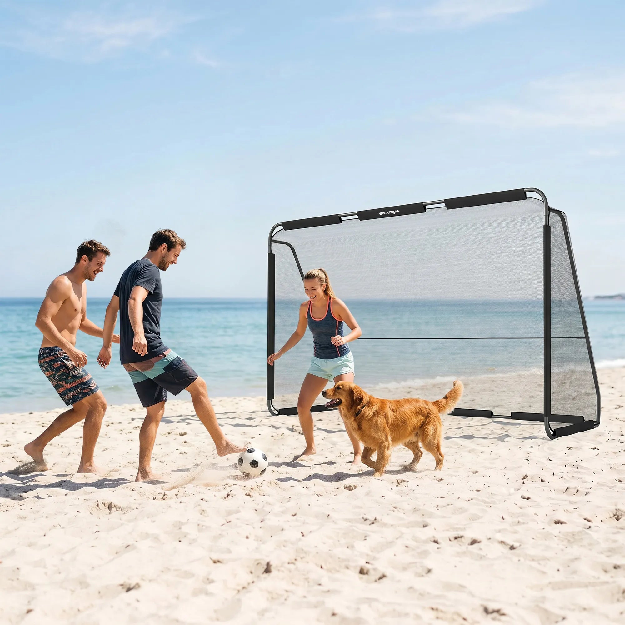 Futbolo vartai 300 x 200 cm su tvirtu tinkleliu, juodi