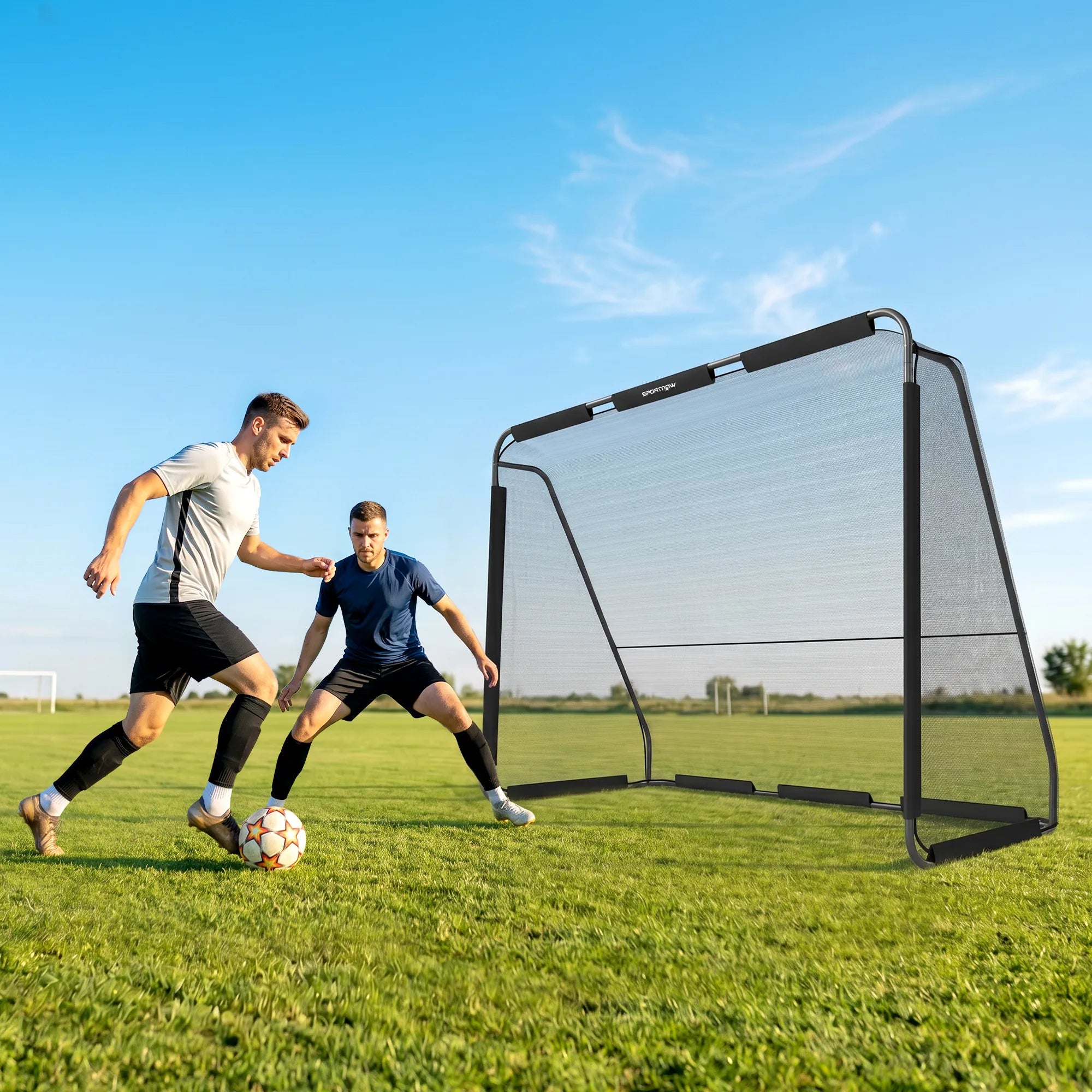 Futbolo vartai 300 x 200 cm su tvirtu tinkleliu, juodi