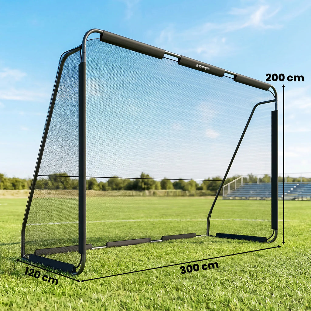 Futbolo vartai 300 x 200 cm su tvirtu tinkleliu, juodi