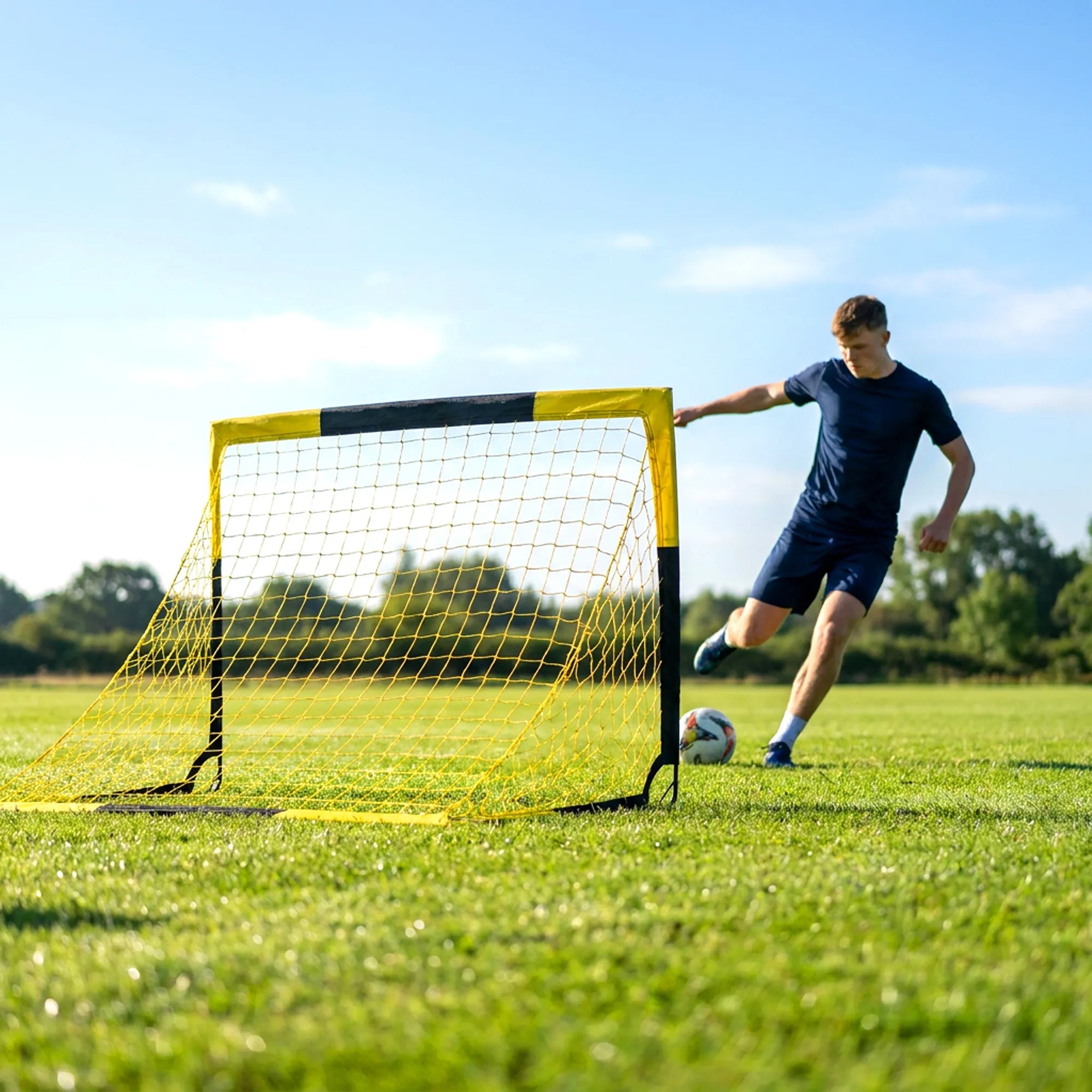 Futbolo vartai pop-up, 150 x 110 x 110 cm, geltoni