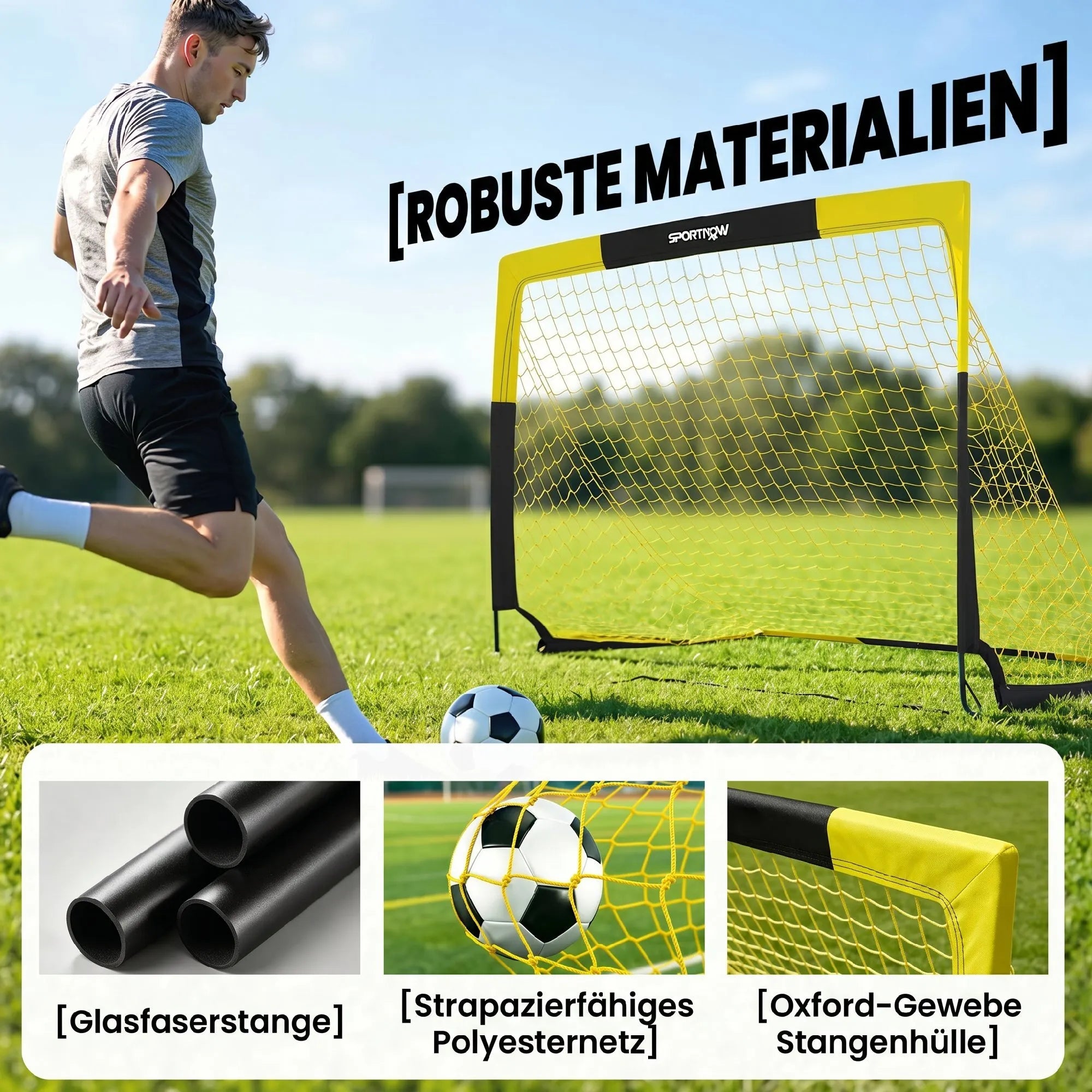 Futbolo vartai pop-up, 150 x 110 x 110 cm, geltoni