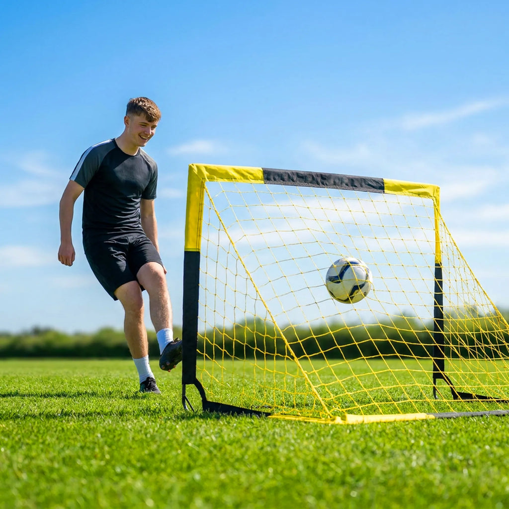 Futbolo vartai pop-up, 150 x 110 x 110 cm, geltoni