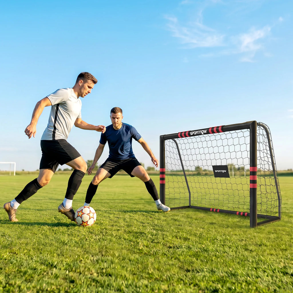 Futbolo vartai sodui 1,8 x 1,2 m, juodi ir raudoni