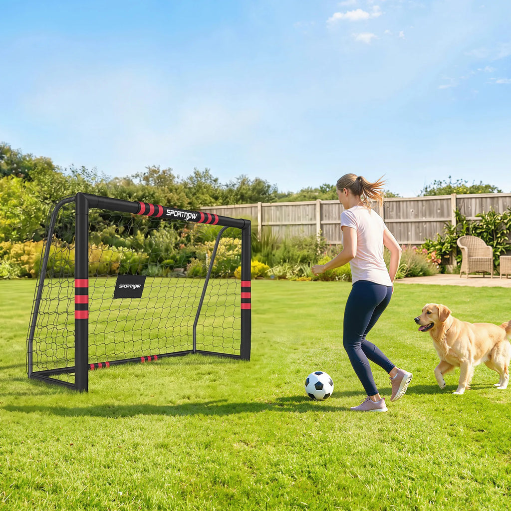 Futbolo vartai sodui 1,8 x 1,2 m, juodi ir raudoni