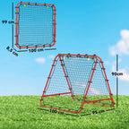 Futbolo vartai su atšokimo funkcija, reguliuojami, sulankstomi, 100x68-95 cm, raudoni