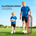 Futbolo vartai su atšokimo funkcija, reguliuojami, sulankstomi, 100x68-95 cm, raudoni