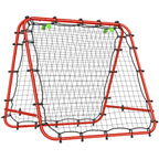 Futbolo vartai su atšokimo funkcija, reguliuojami, sulankstomi, 100x68-95 cm, raudoni
