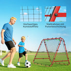 Futbolo vartai su atšokimo funkcija, reguliuojami, sulankstomi, 100x68-95 cm, raudoni