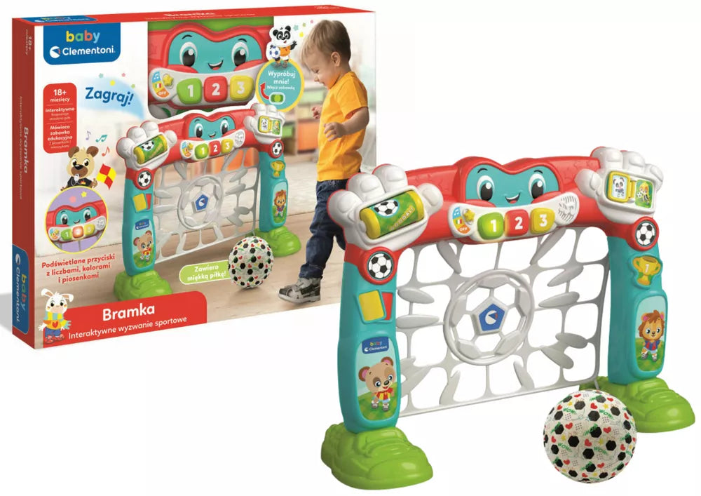 Futbolo vartai su kamuoliu, interaktyvūs, nuo 18 mėnesių, 58 × 46 × 13 cm, spalvoti