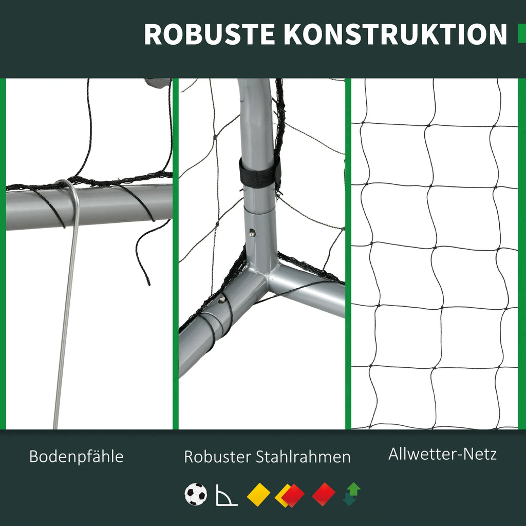 Futbolo vartai su tinklu, 240 x 85 x 160 cm, pilki