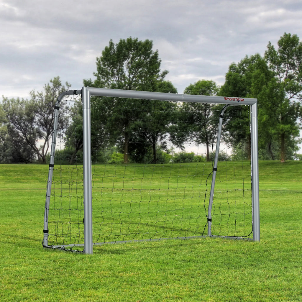 Futbolo vartai su tinklu, 240 x 85 x 160 cm, pilki