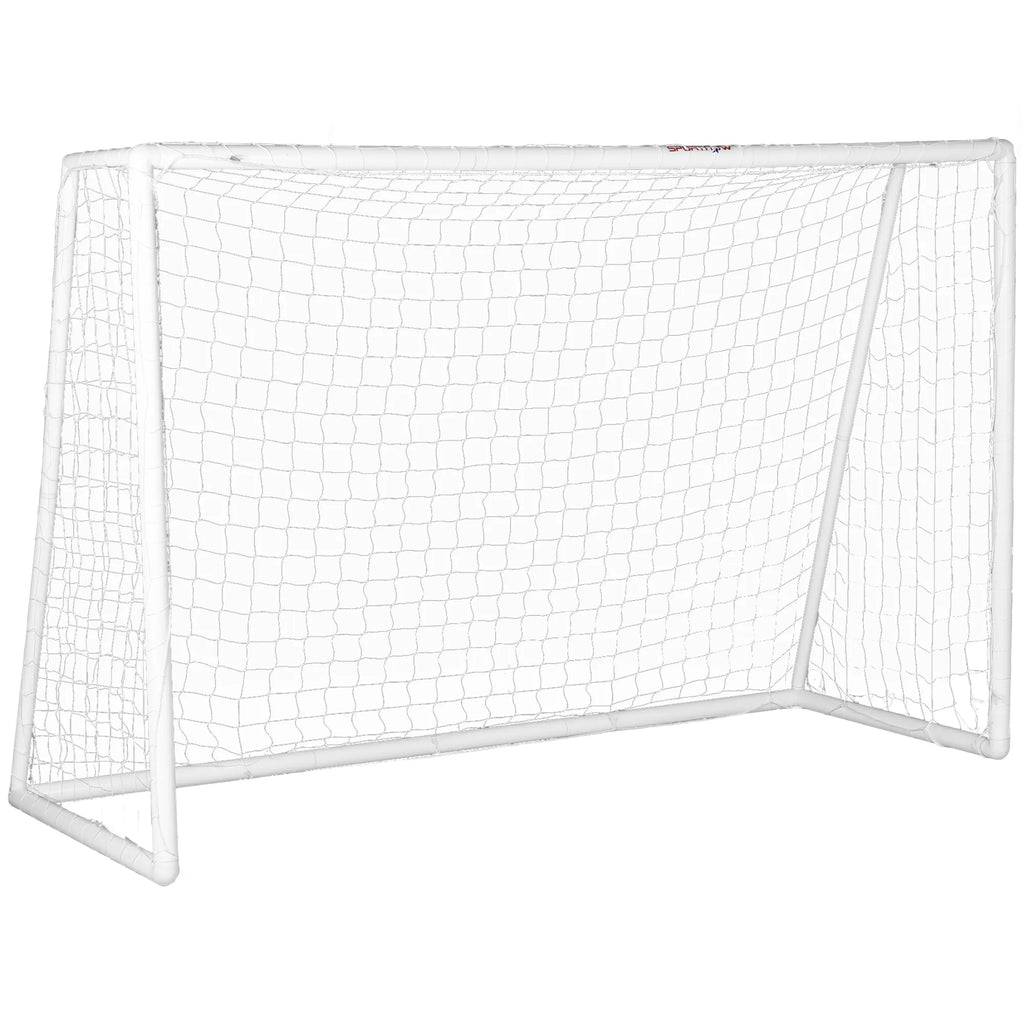 Futbolo vartai, tvirtas tinklas, plastikinis rėmas, vinys, 300L x 120B x 200H cm, balti