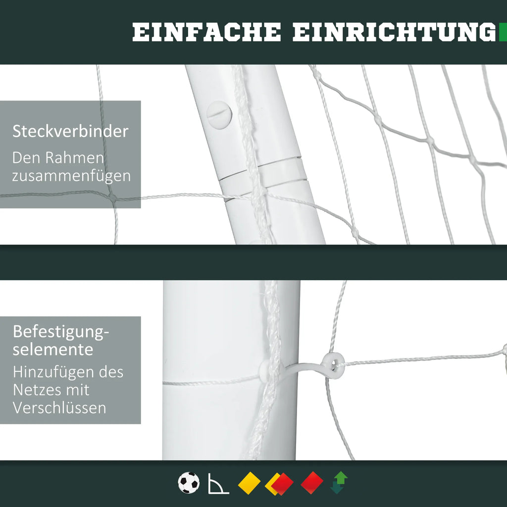 Futbolo vartai, tvirtas tinklas, plastikinis rėmas, vinys, 300L x 120B x 200H cm, balti