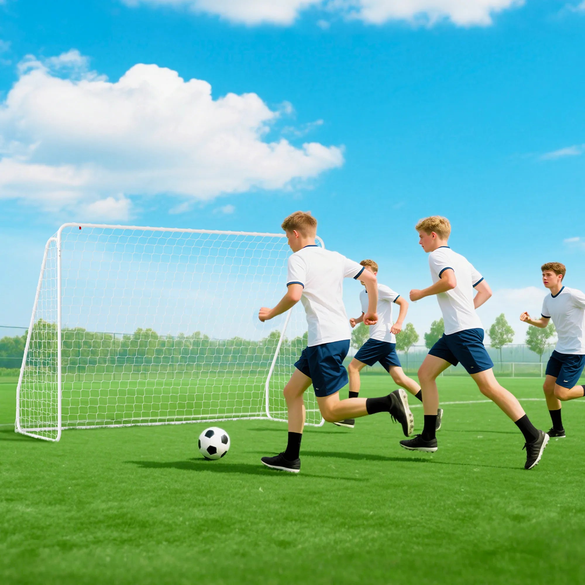 Futbolo vartai žaidimams ir treniruotėms, atsparūs UV spinduliams, tvirti, tvirtinami prie žemės, balti