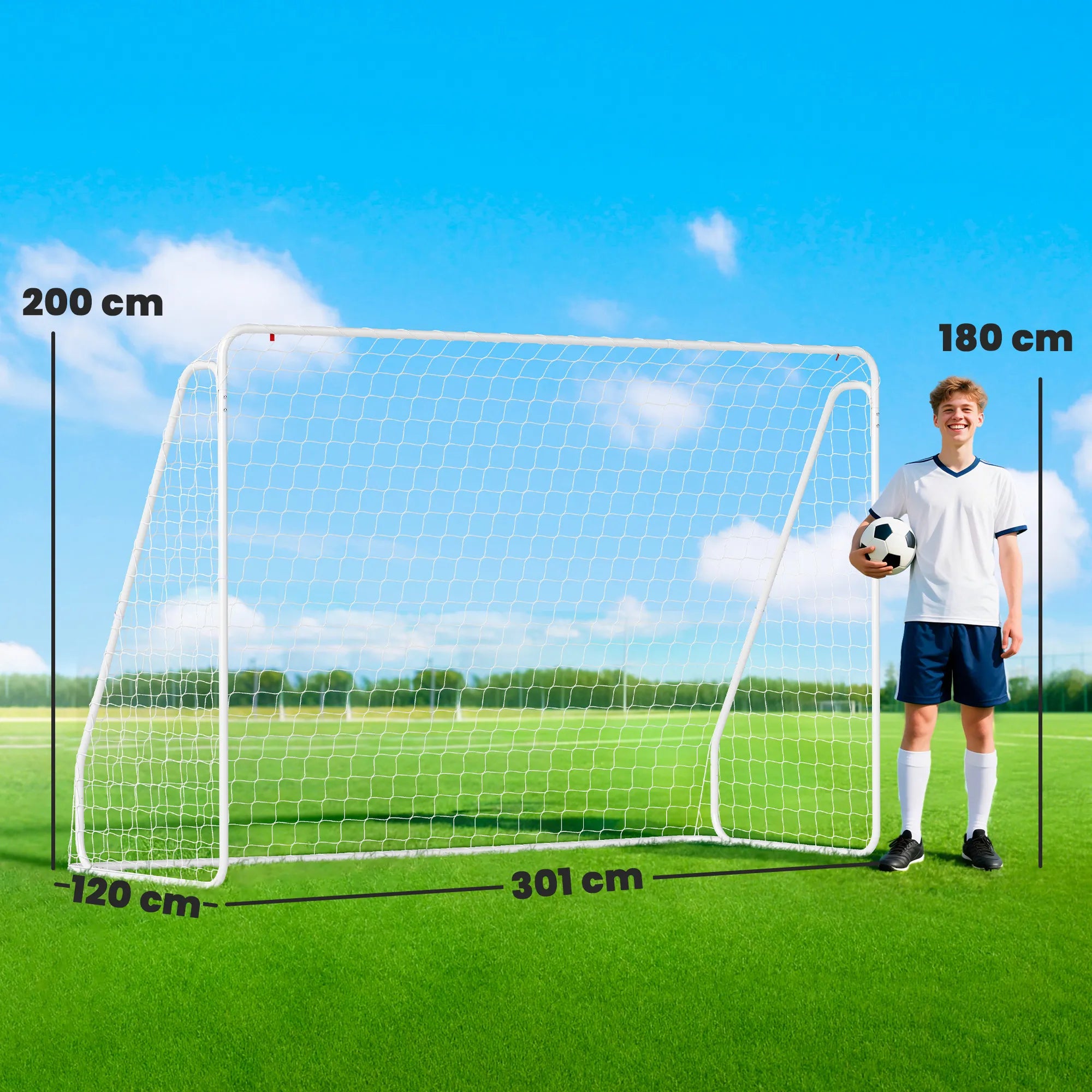 Futbolo vartai žaidimams ir treniruotėms, atsparūs UV spinduliams, tvirti, tvirtinami prie žemės, balti