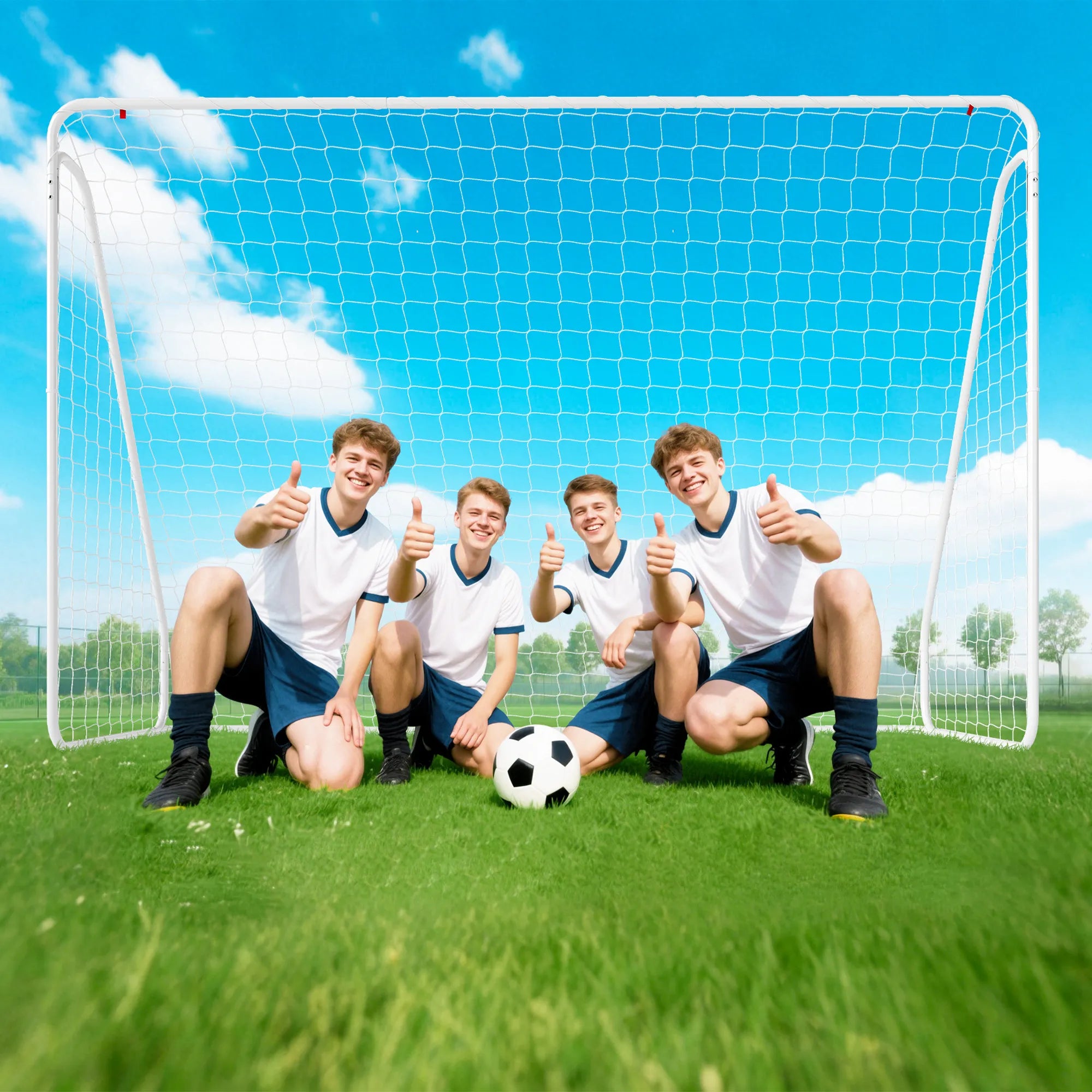 Futbolo vartai žaidimams ir treniruotėms, atsparūs UV spinduliams, tvirti, tvirtinami prie žemės, balti