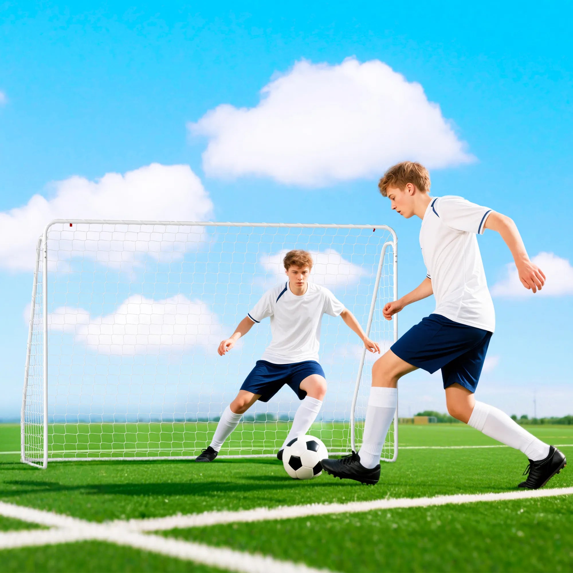 Futbolo vartai žaidimams ir treniruotėms, atsparūs UV spinduliams, tvirti, tvirtinami prie žemės, balti