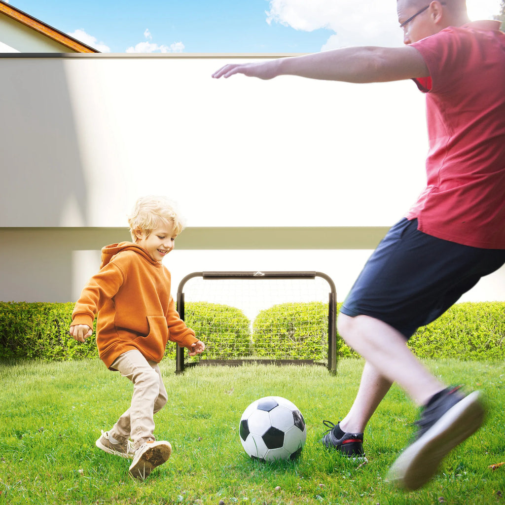 Futbolo vartų rinkinys, 2 sulankstomi mini vartai, metalinis rėmas, įskaitant įrankius, 90 x 36 x 60 cm, juodos spalvos