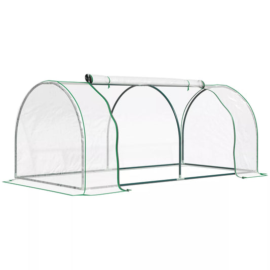 Šiltnamis, šildomasis namelis su durimis, daigykla, augalų auginimo namelis, plienas, plastikas, 200 x 100 x 80 cm, žalias