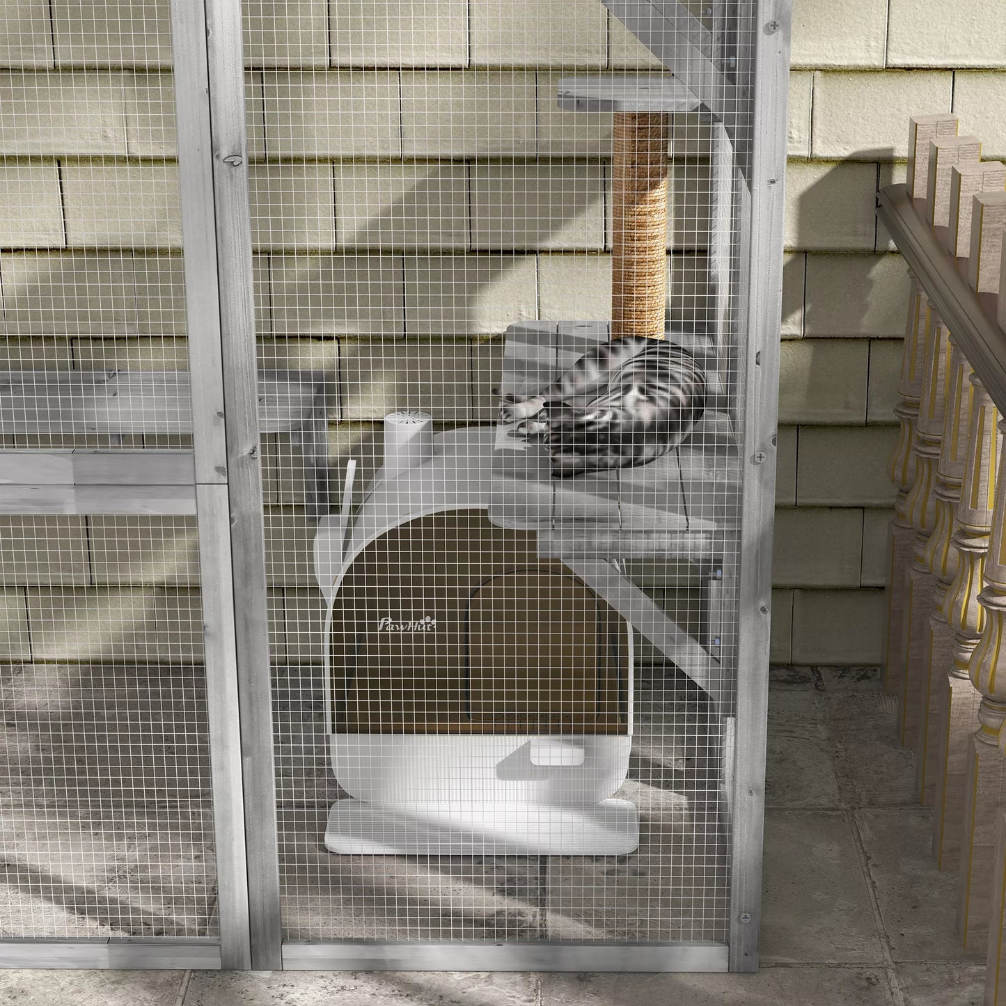 Katės tualetas su filtru, 1 atsarginis filtras, 1 grindų kilimėlis, 43 cm x 44 cm x 47 cm, juodas + baltas