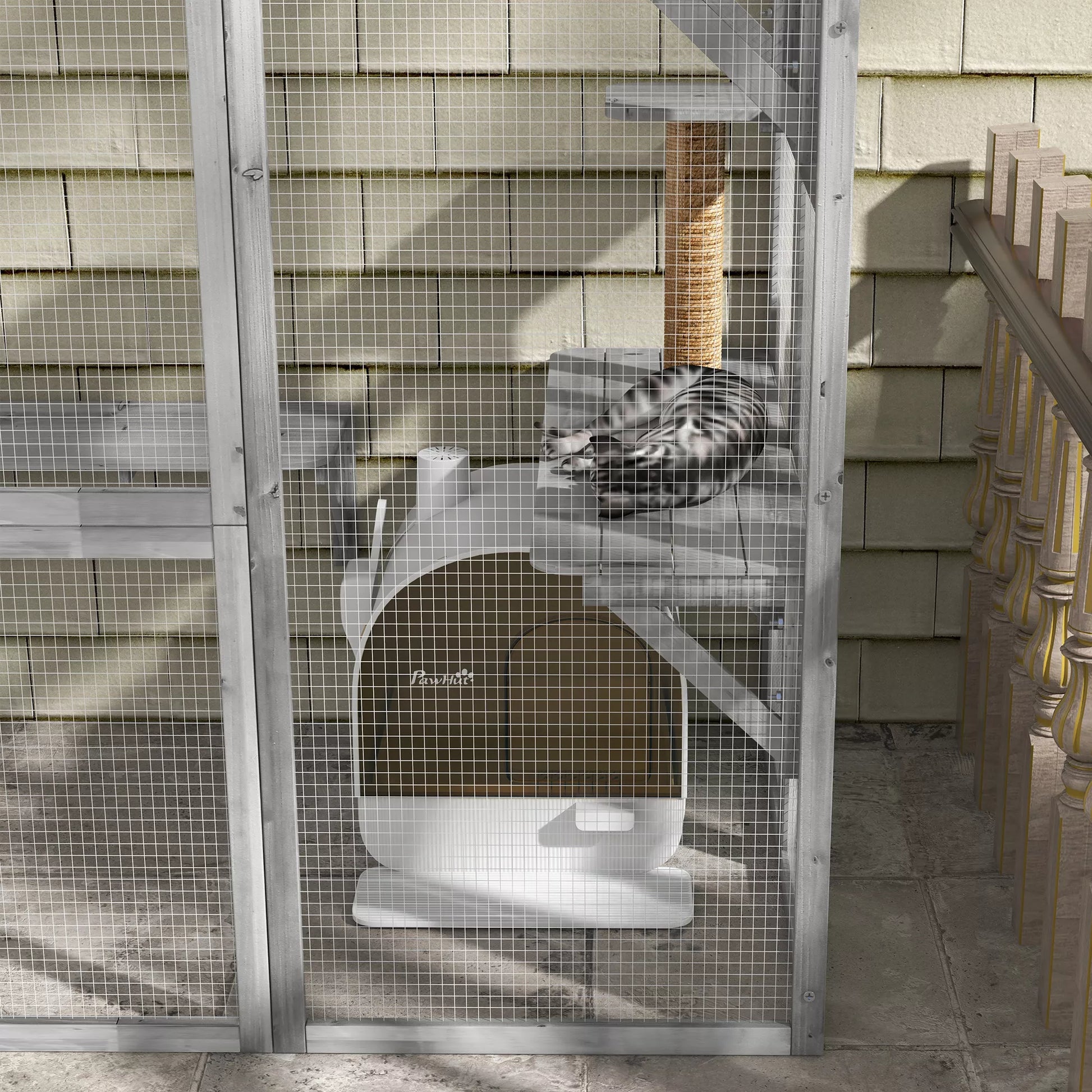 Katės tualetas su filtru, 1 atsarginis filtras, 1 grindų kilimėlis, 43 cm x 44 cm x 47 cm, juodas + baltas