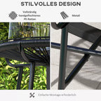 Sodo stalas Boho stiliaus lauko staliukas, PE rotangas, grūdintas stiklas, atsparus atmosferos poveikiui, 50 cm x 50 cm x 50 cm, juodas