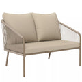 2-vietė rotango sofa su pagalvėlėmis, poilsio sofa, atspari oro sąlygoms, smėlio spalvos
