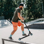 Pro Stunt-Scooter, paspirtukas laisvojo stiliaus triukams, aliuminis, metalas, dirbtinė oda, vaikams ir suaugusiems, žalias
