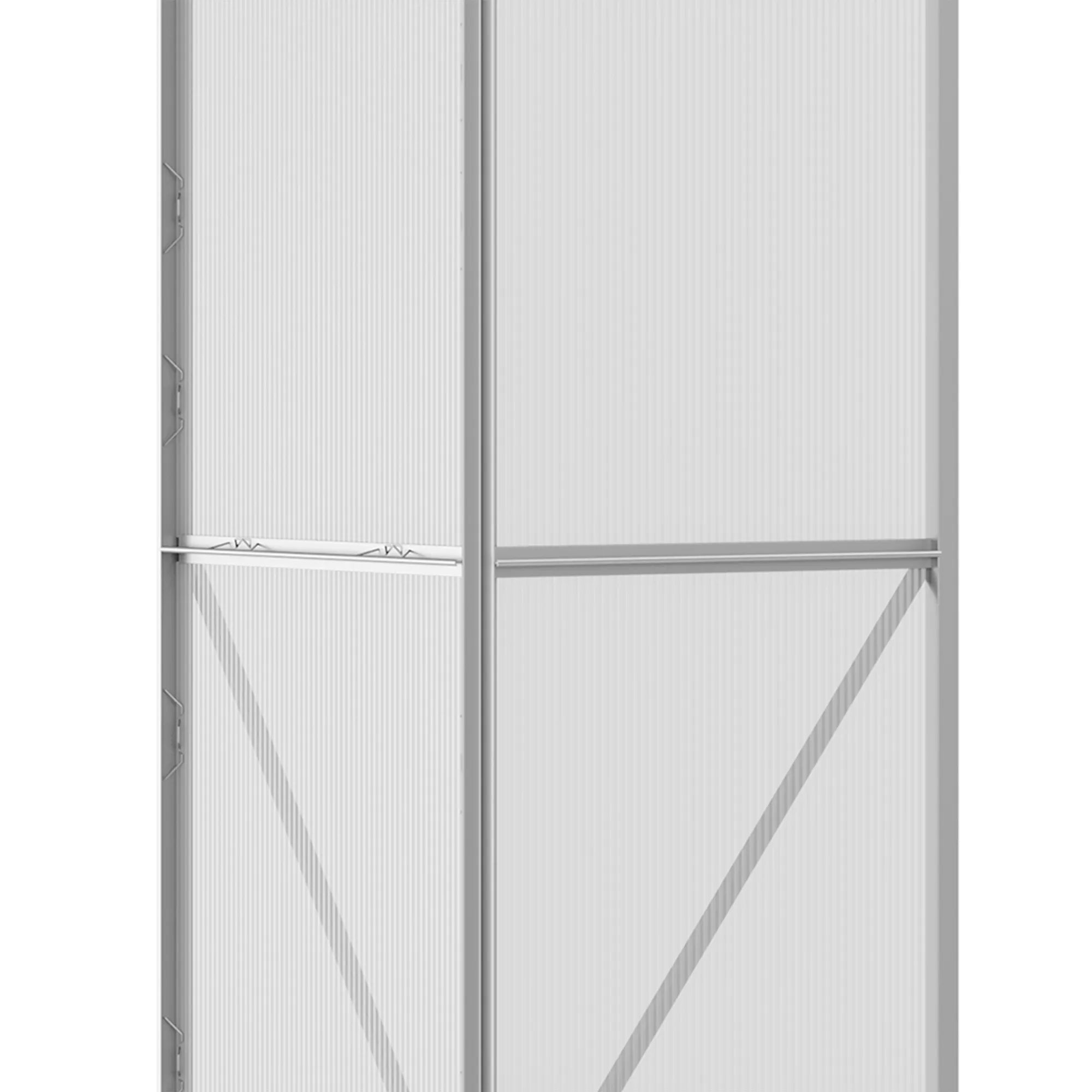 Prie sienos prigludusi šiltnamis, stumdomos durys, stoglangis, polikarbonatas + aliuminis, spalva: sidabrinė, 192 x 68 x 196 cm