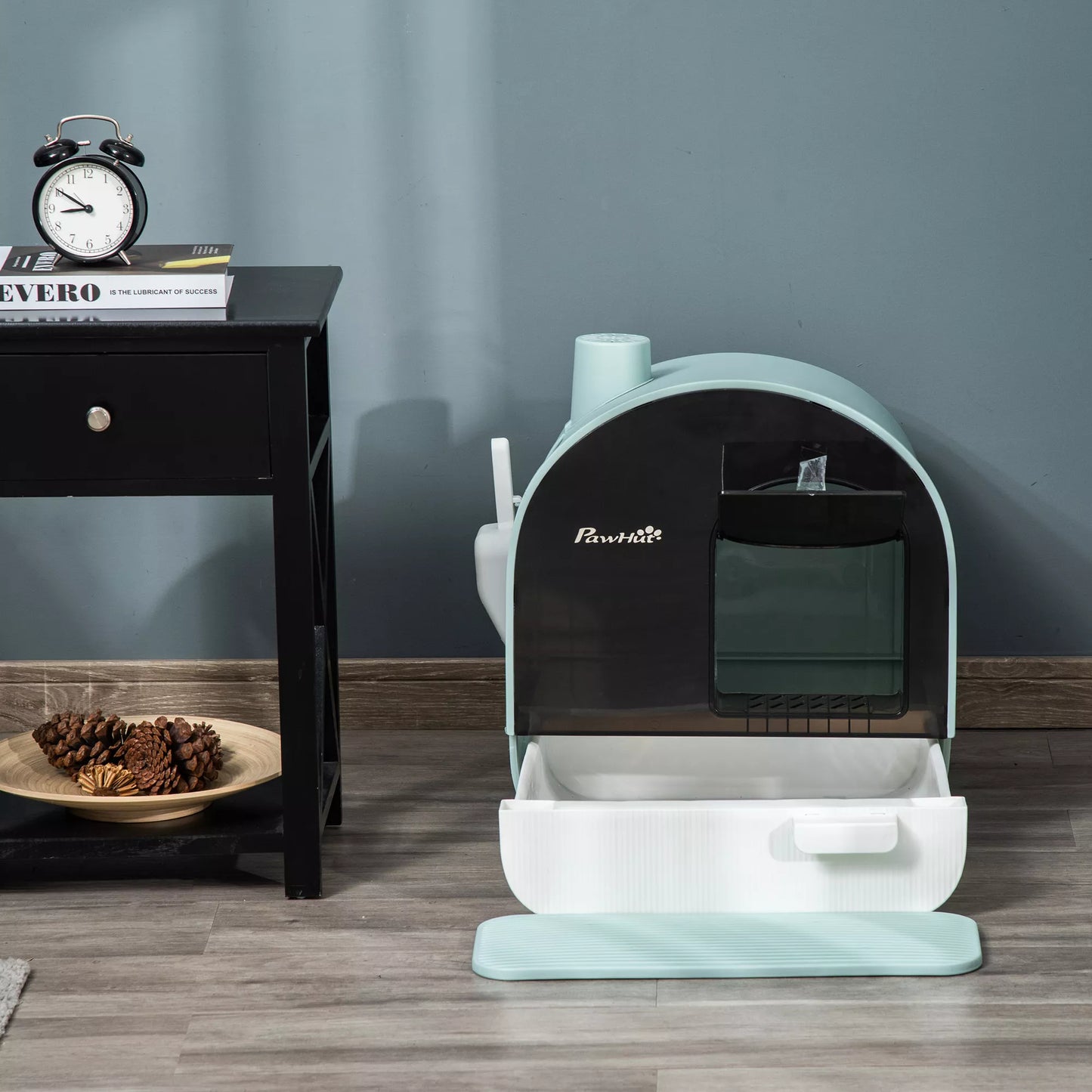 Katytės kraiko dėžutė su dangčiu, kraiko samtelis, kraiko gaudyklės kilimėlis, žalia 43 x 44 x 47cm