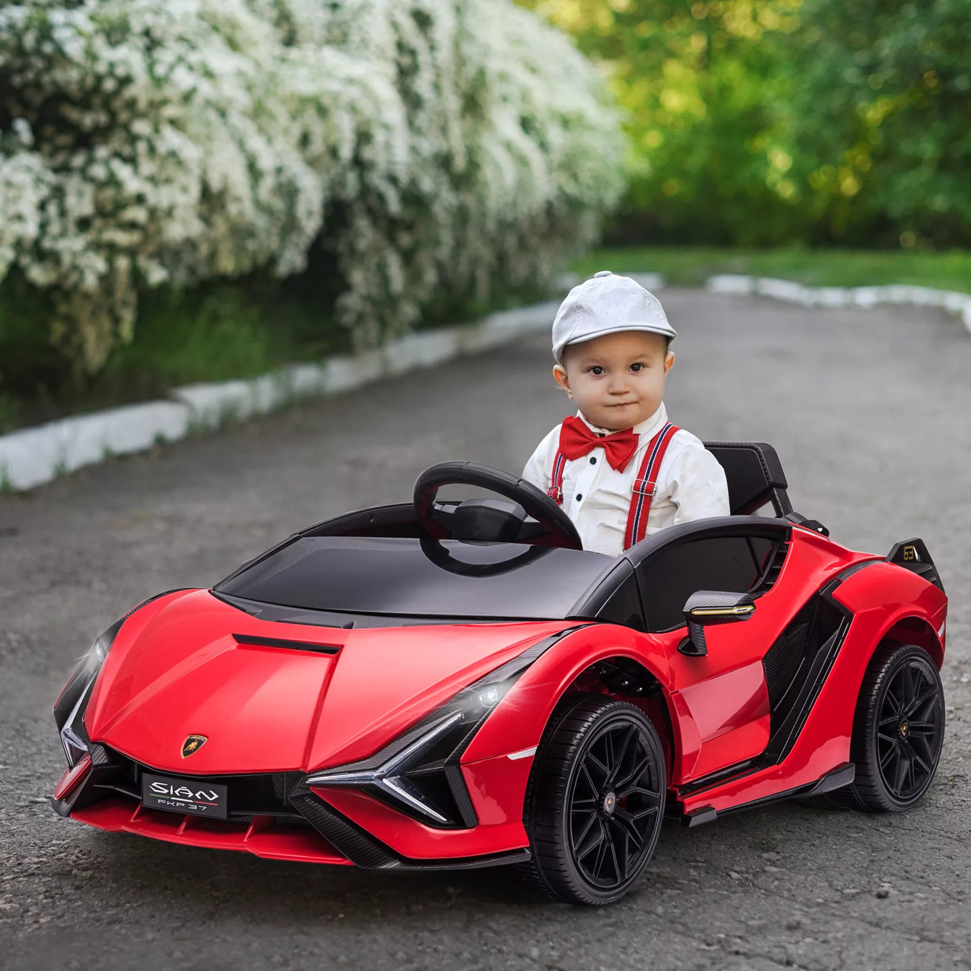 Vaikų transporto priemonė 12 V 2 važiavimo režimai Lamborghini SIAN SUV automobilio žaislas Elektrinis automobilis su nuotolinio valdymo pultu Muzika (MP3/USB) Apšvietimas 37–60 mėnesių Metalo Raudona 108 x 62 x 40 cm