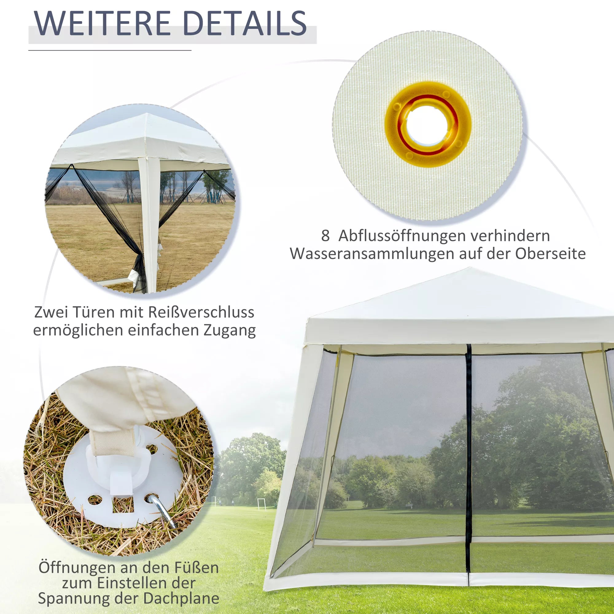 Sodo paviljonas Paviljonas Šventinis palapinė Vėtrinė palapinė su moskitine tinkleliu Metalo + poliesterio kreminės spalvos 3 x 3 m