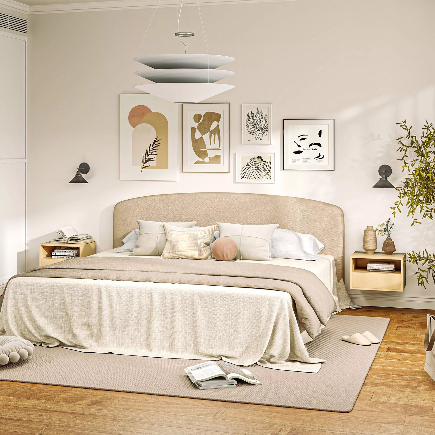 2 dalių naktinio staliuko rinkinys, naktinis staliukas, naktinė komoda, medžio drožlių plokštė, natūralus, 45 x 35 x 27,5 cm