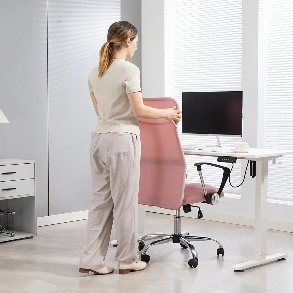 Ergonominė biuro kėdė su tinkleliu reguliuojamo aukščio rožinė