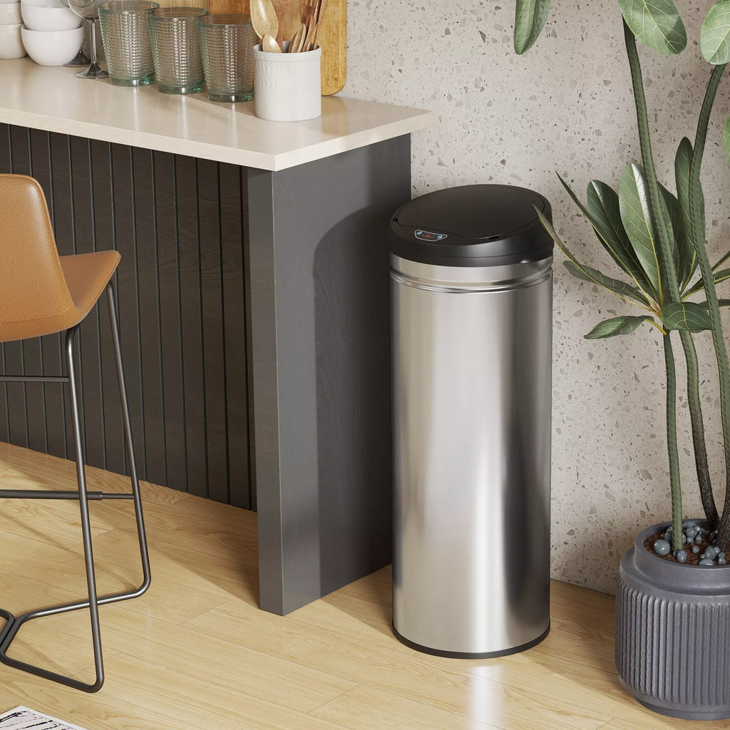Sensorinė šiukšliadėžė 50 L, automatinė, nerūdijančio plieno, sidabrinė