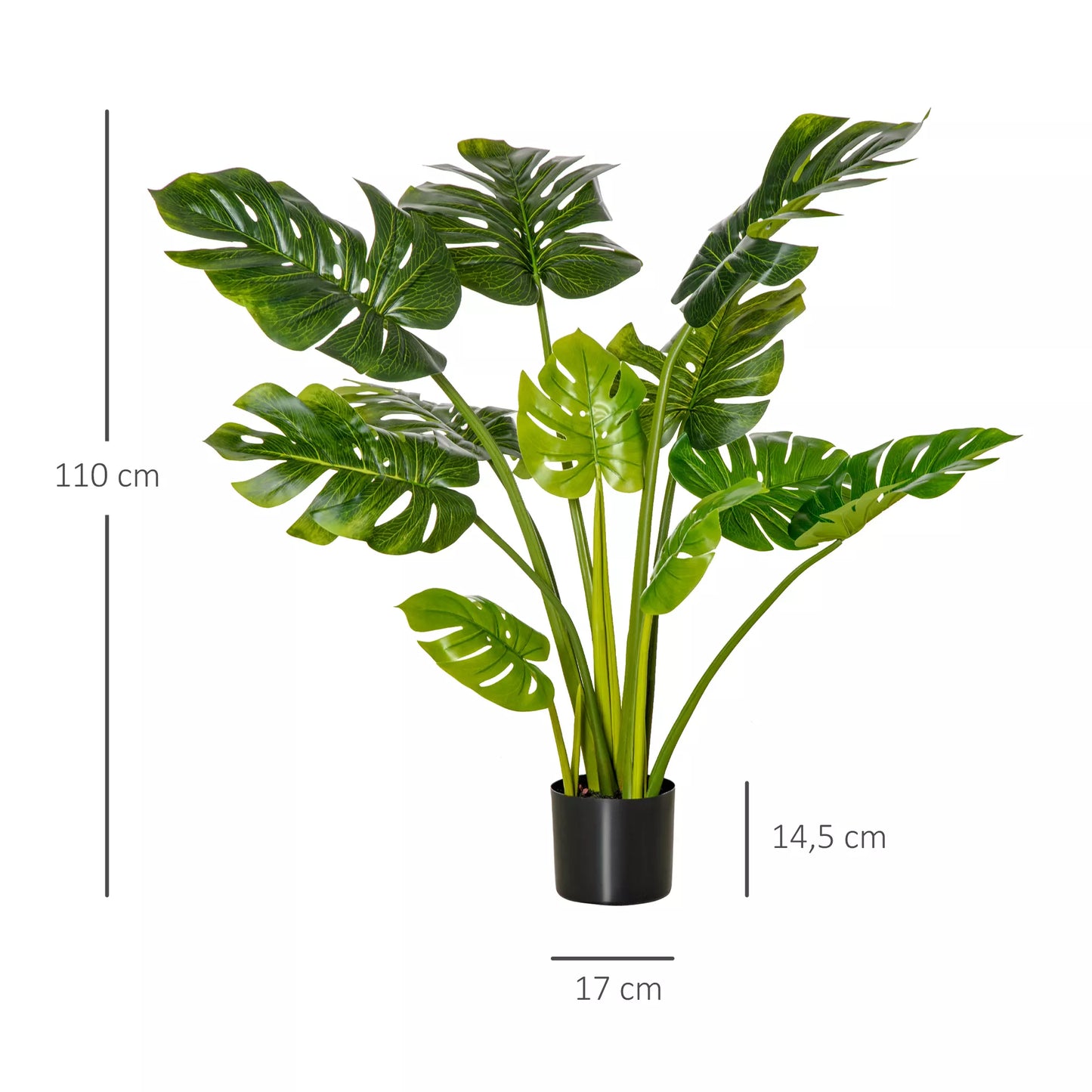 Dirbtiniai augalai 110 cm, dirbtinė Monstera vazone, dirbtinis medis, kambarinių augalų, dekoratyvinis, biuro augalas, plastikiniame vazone, vidaus ir lauko