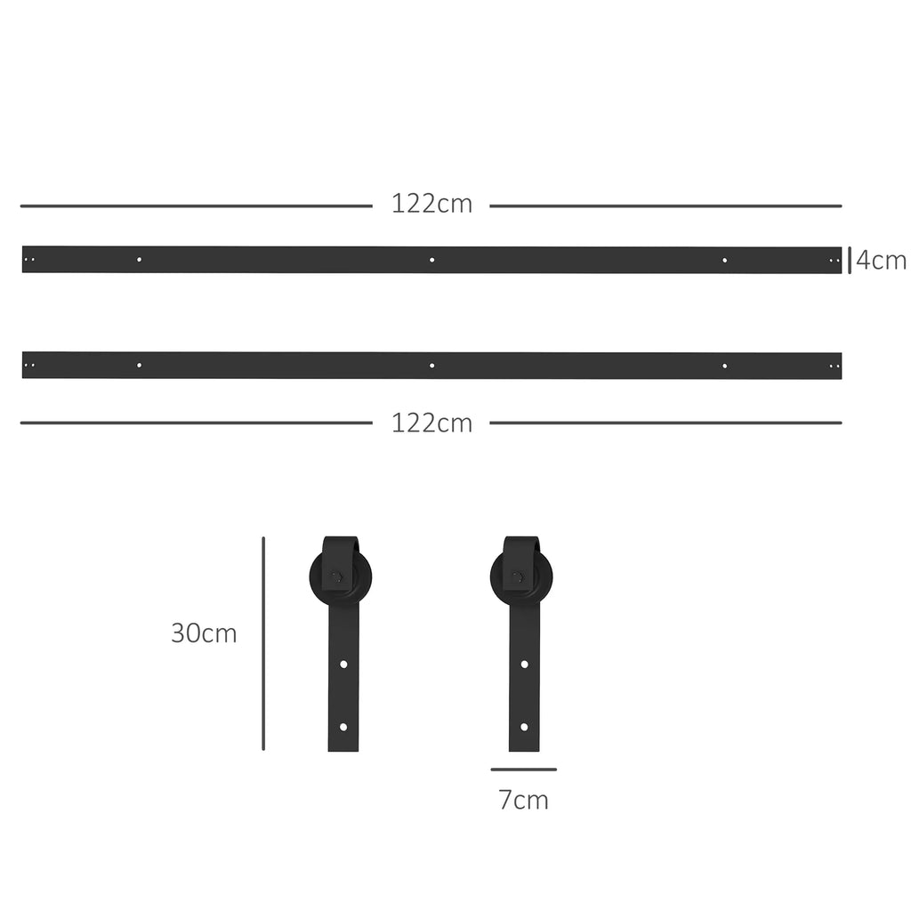 Stumdomų durų komplektas, tylus ir lengvai atidaromas, medinėms ir cementinėms sienoms, 244cm, plienas, juodas
