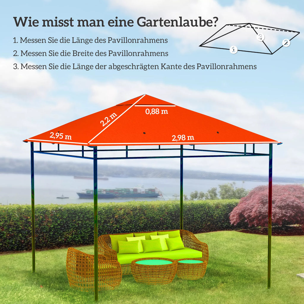 Atsarginis stogas sodo pavėsinei, poliesteris, 2,98 x 2,95 m, oranžinis