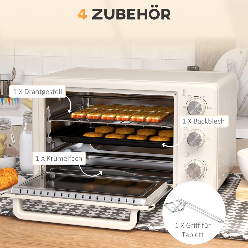 Mini orkaitė elektrinė 21 l, kreminė balta