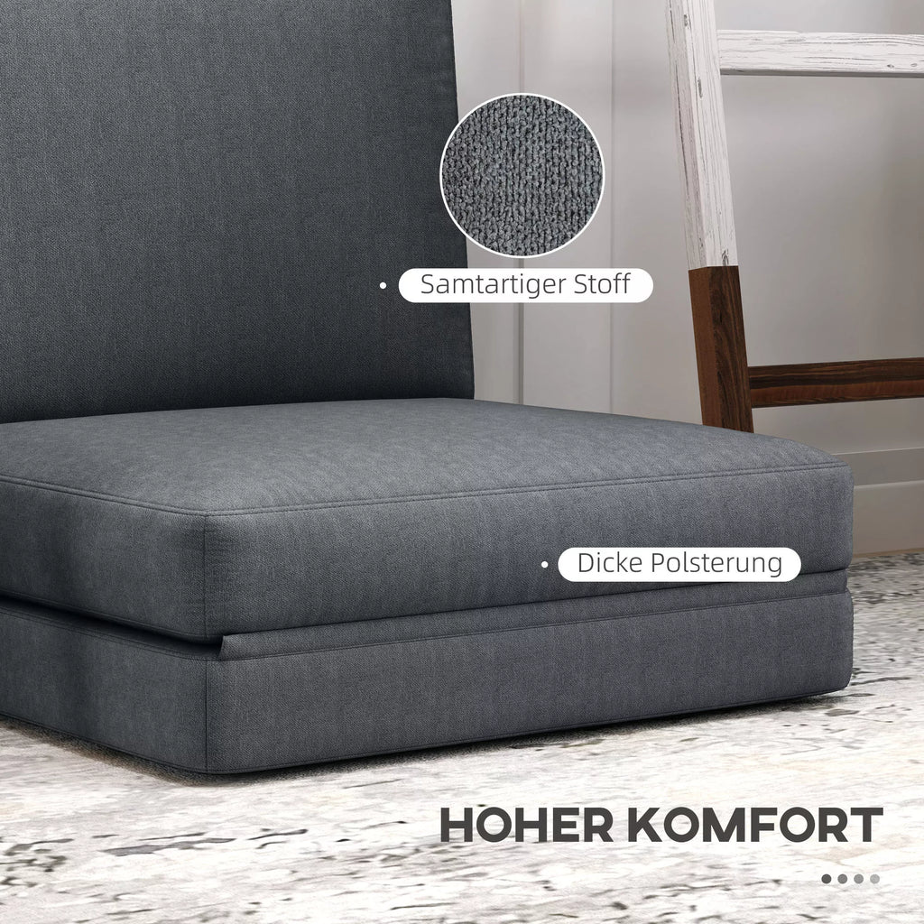 Sofa-lova ant grindų transformuojama, 268 cm, tamsiai pilka