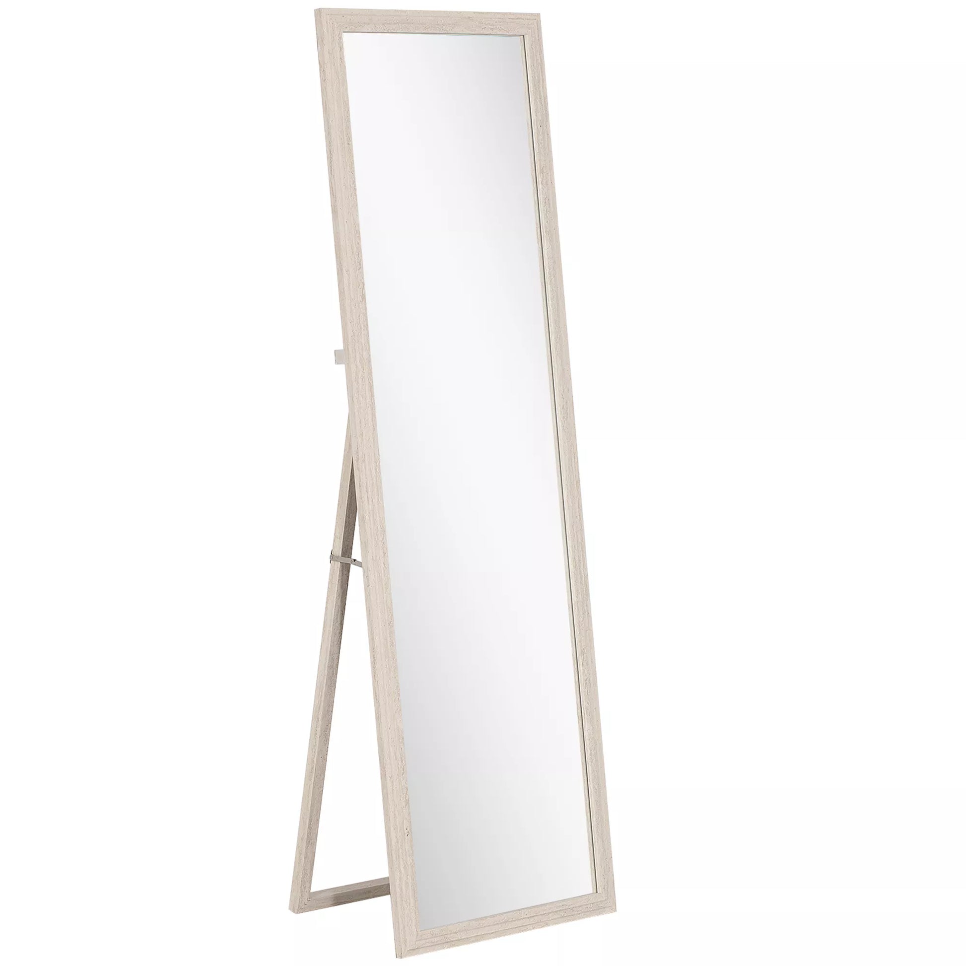 160 x 50 cm viso kūno veidrodis, universalus, stačiakampio formos su rėmu, baltas