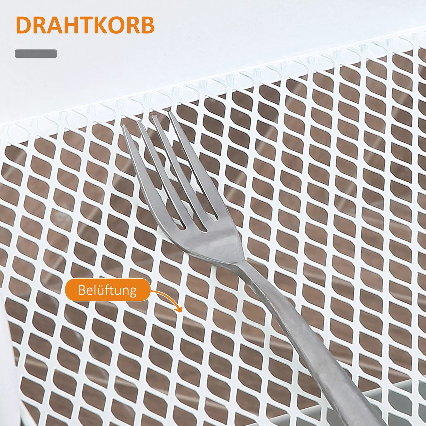 Virtuvės vežimėlis ant ratukų, 2 lentynos, stalčius, padėklas, 4 ratukai, rankenos, plienas, balta