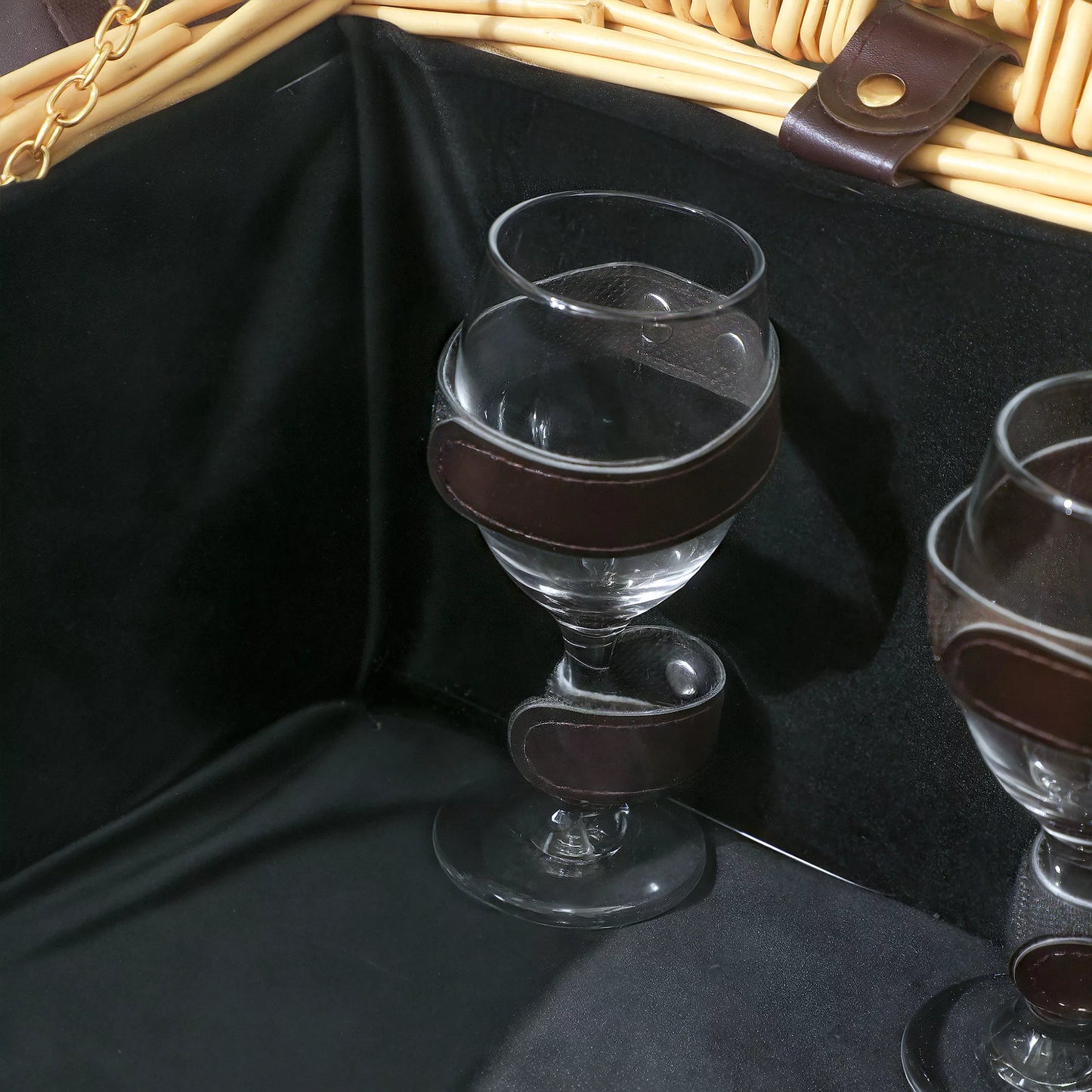 Iškylų krepšys iš gluosnio medienos, iškylų lagaminas 4 asmenims su izoliuota šaldymo skyriumi, natūralaus medžio stalo įrankių rinkinys