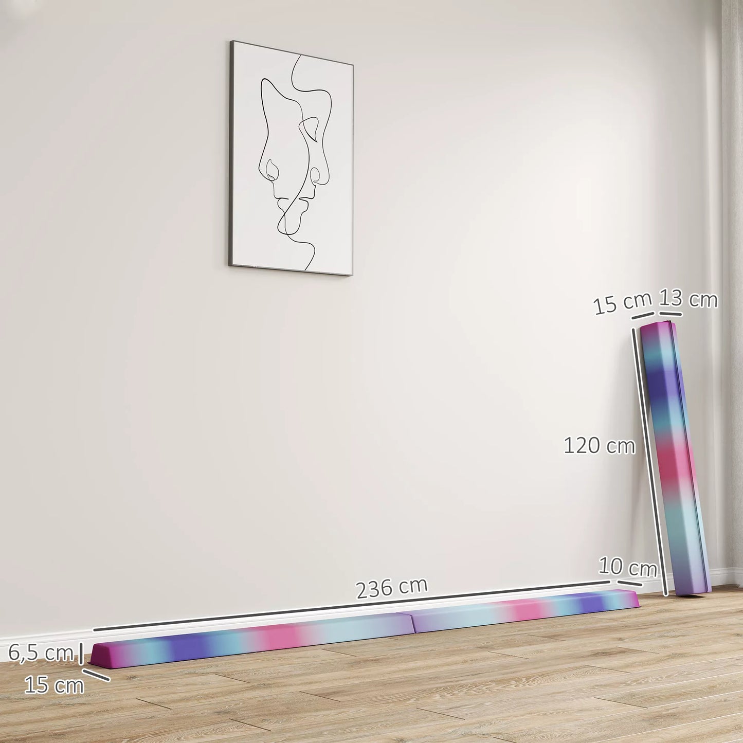 Balansinis tiltelis 2,4 m, sulankstomas, neslystantis pagrindas, nuo 3 metų, iki 80 kg, kelių spalvų