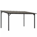 Terasos pergola prie sienos su polikarbonato stogu, aliuminio konstrukcija, 428 x 294 x 258 cm, tamsiai pilka