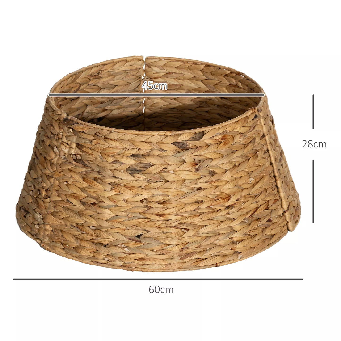 Kalėdinės eglutės stovėjimo dangtis, rustikalus, pintas, iš vandens hiacinto, su metaliniu sutvirtinimu