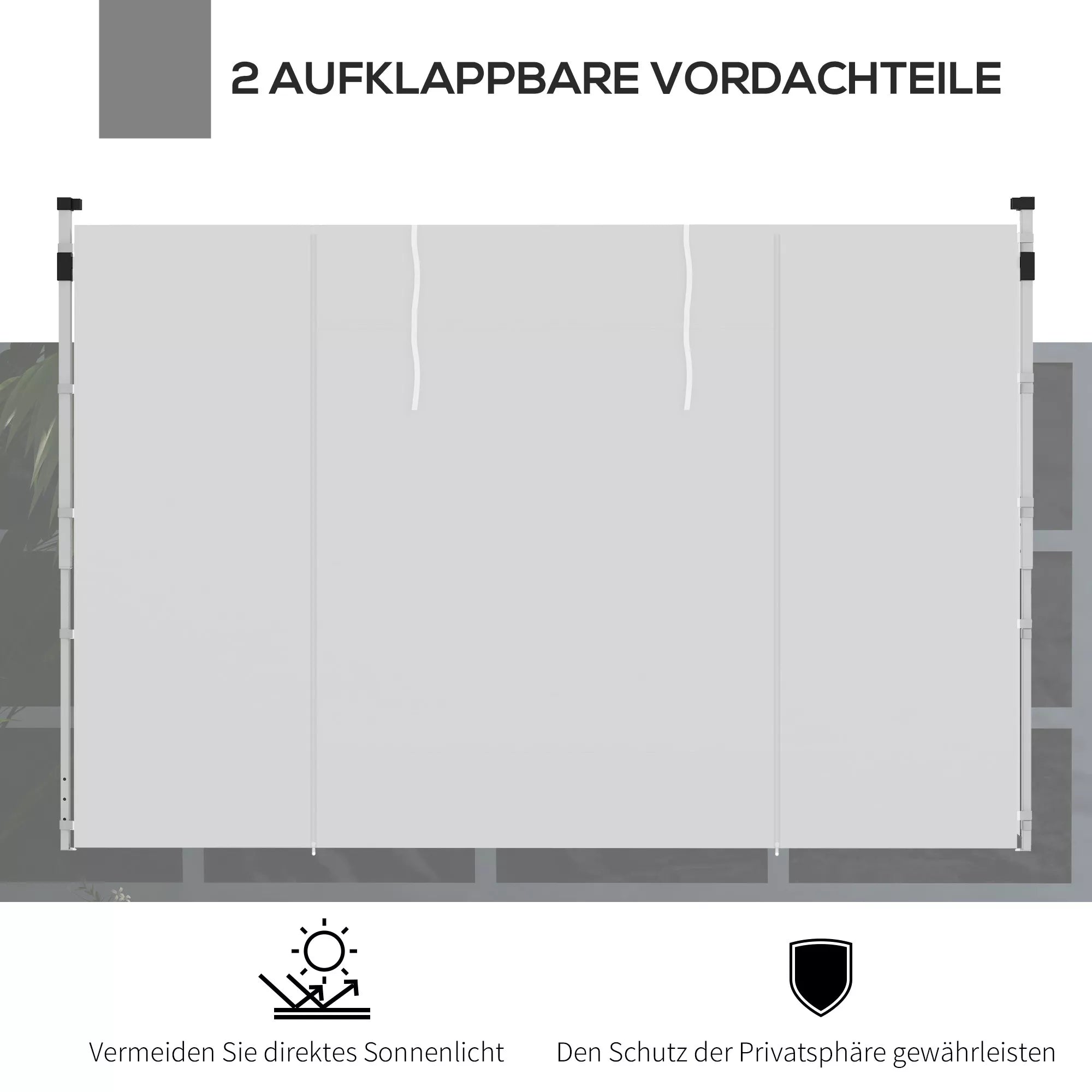 Pavilion užuolaidos, 2 vnt. rinkinys, skirtas 3x6 m arba 3x3 m sodo paviljonams, su langais ir durimis, baltos spalvos