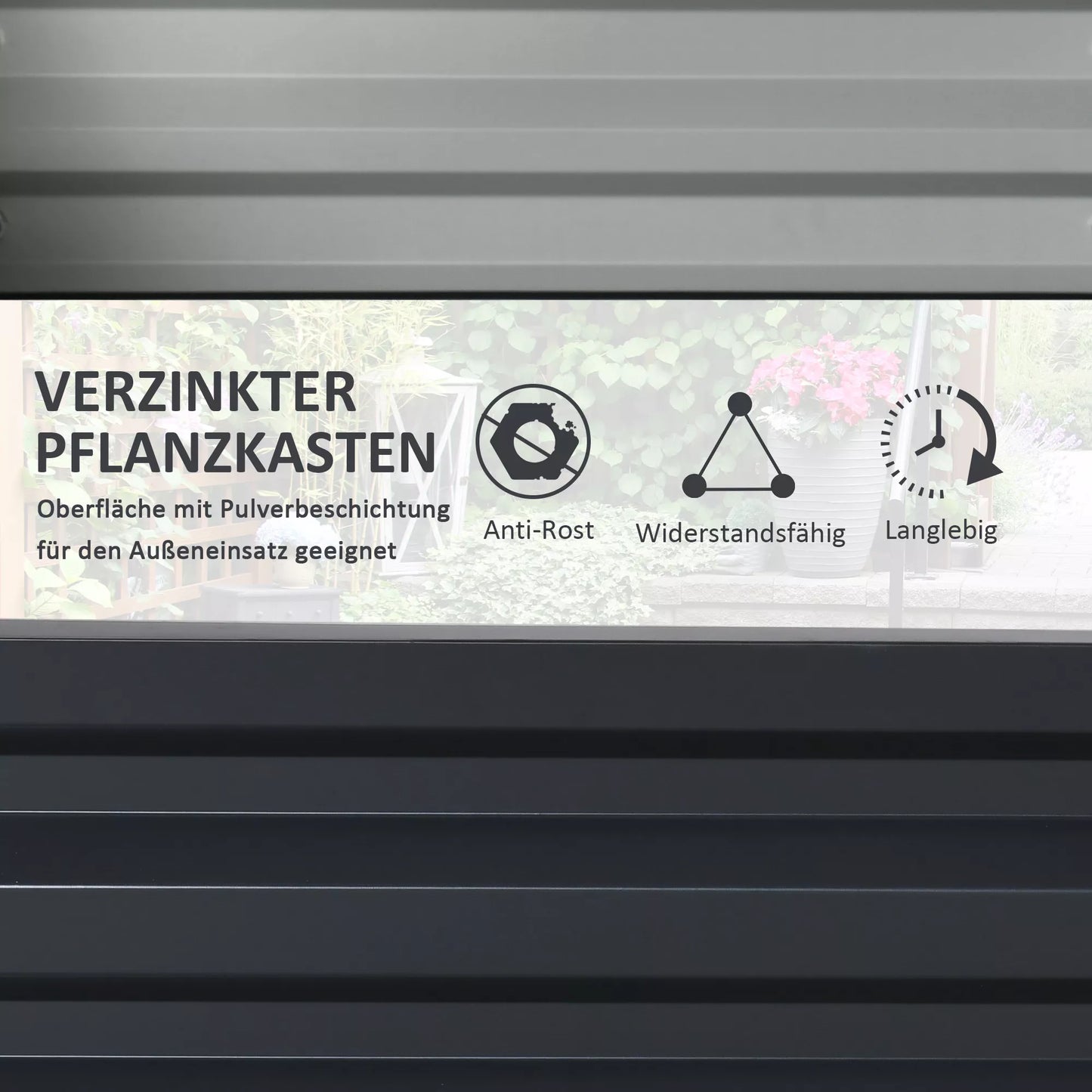 Sodo lysvė, vazonas su plieniniu korpusu, pilkos spalvos, 120 x 120 x 30 cm