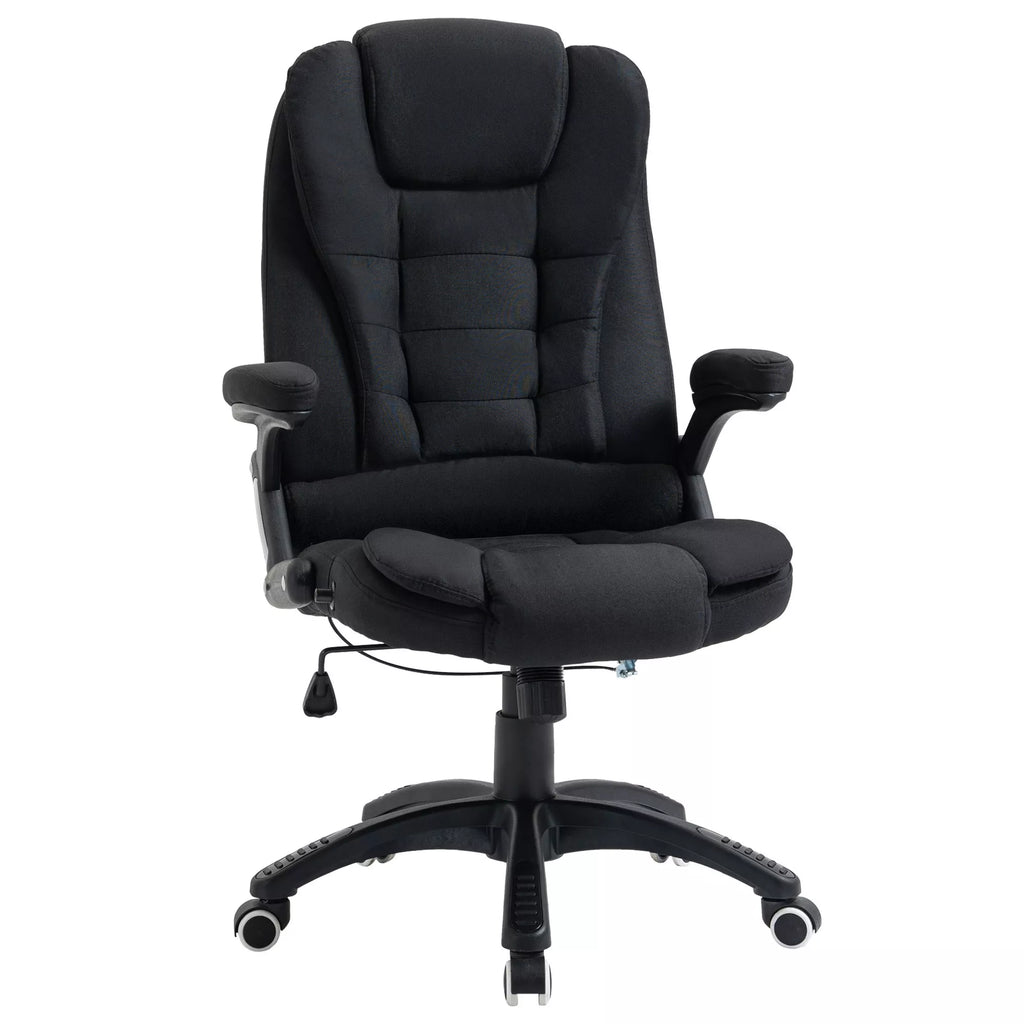 Biuro kėdė, kompiuterio kėdė, atlošiama poilsiui, aukščio reguliavimo rašomojo stalo kėdė, ergonomiška, 360°, putplastis, plastikas, lininis poliesteris, juoda, 65 x 72 x 100-120 cm
