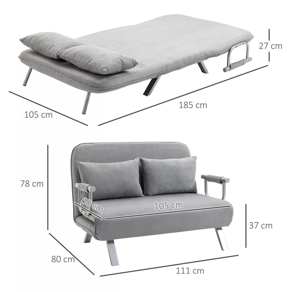 Miegamasis sofos, dvigulė sofa, svečių lova, su 2 pagalvėmis, pilkos spalvos